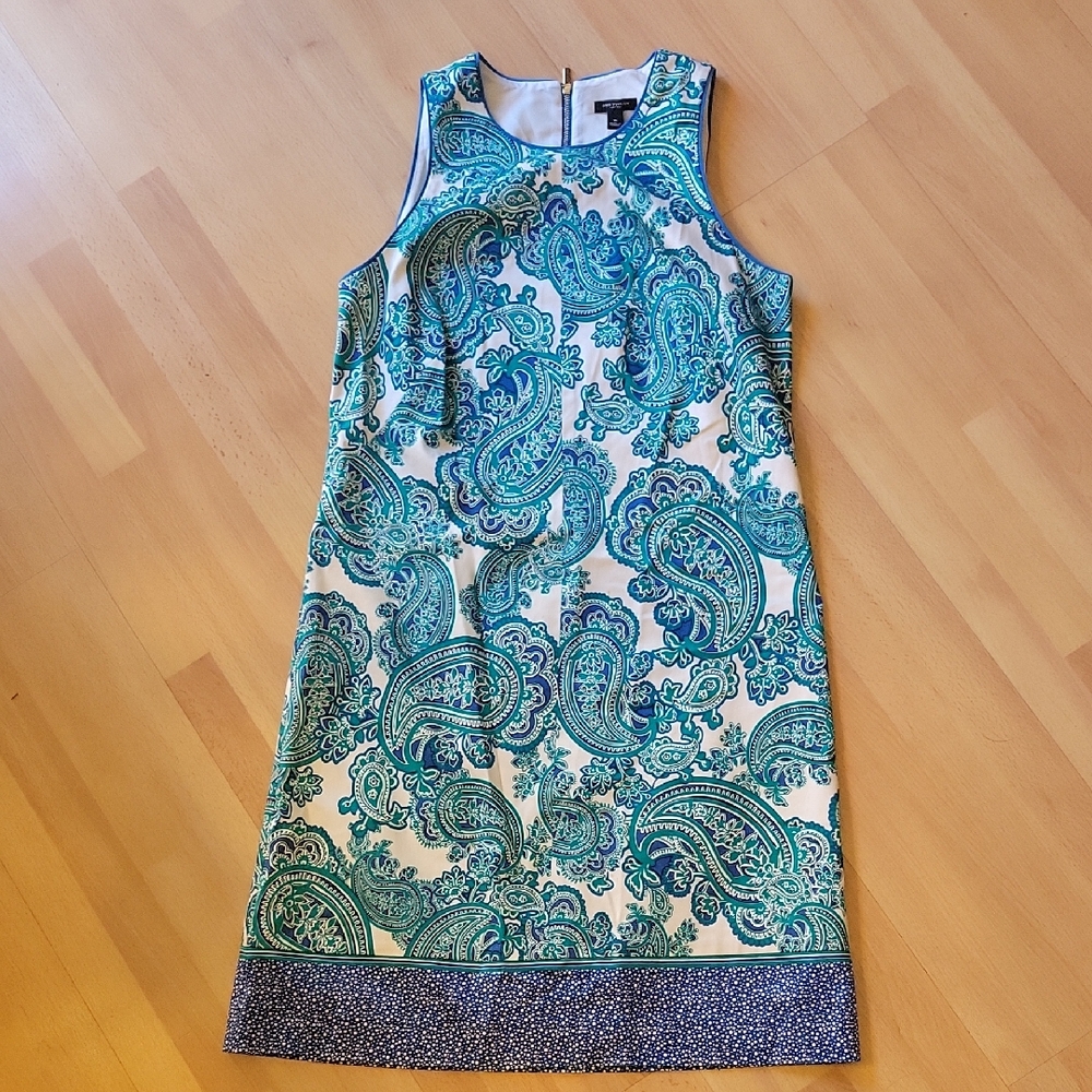 Ann Taylor Teal and White Paisley Mini Dress